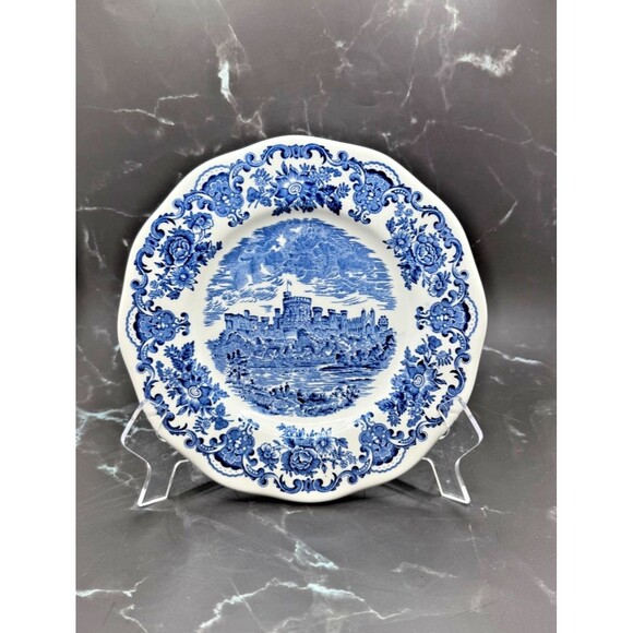 Staffordshire Blue & White Windsor 9” Castle English Plate by Unicorn - Picture 10 of 17